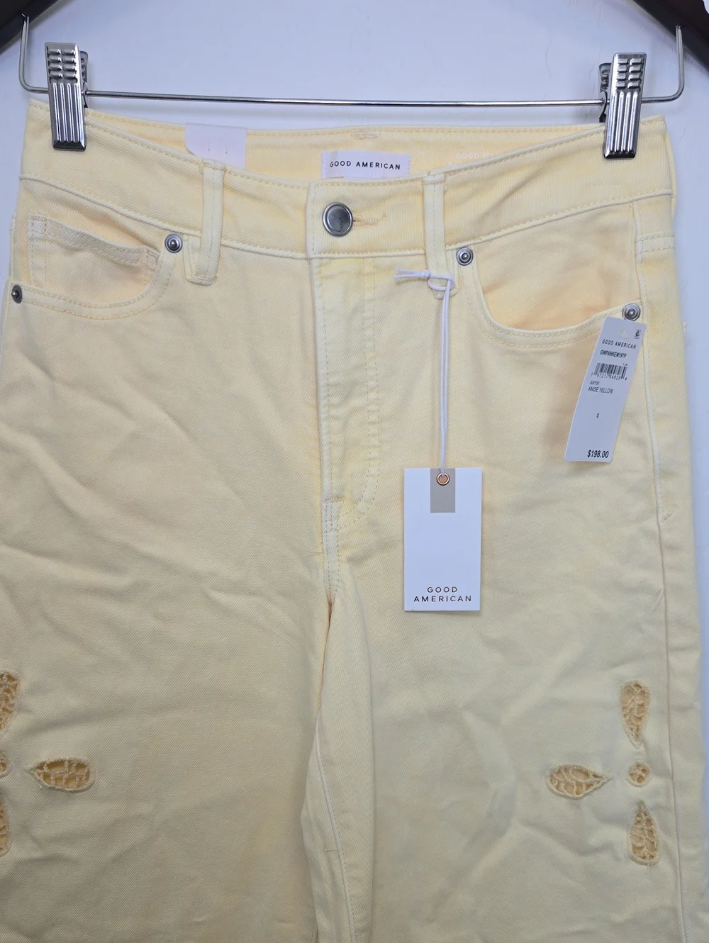 Good American Women's Wide-Leg Jeans Yellow High Waist Lyocell Size 0/25 NWT